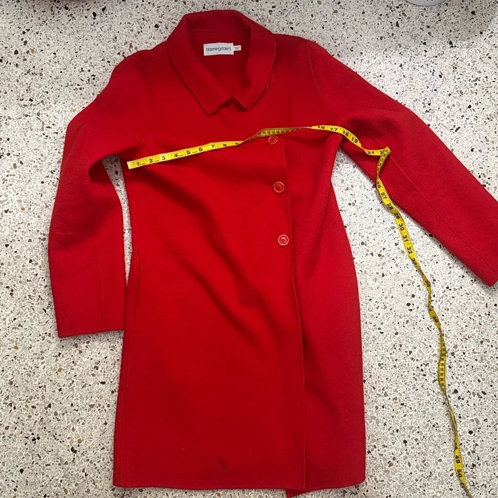 Bloomingdale’s red cashmere wool blend pea coat 8 medium m - Picture 6 of 9